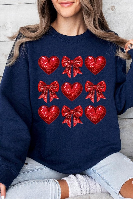 Faux Glitter Valentine Graphic Plus Sweatshirt - Classique Collection