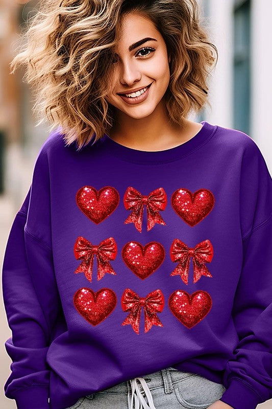 Faux Glitter Valentine Graphic Plus Sweatshirt - Classique Collection