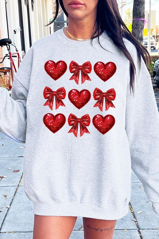 Faux Glitter Valentine Graphic Plus Sweatshirt - Classique Collection