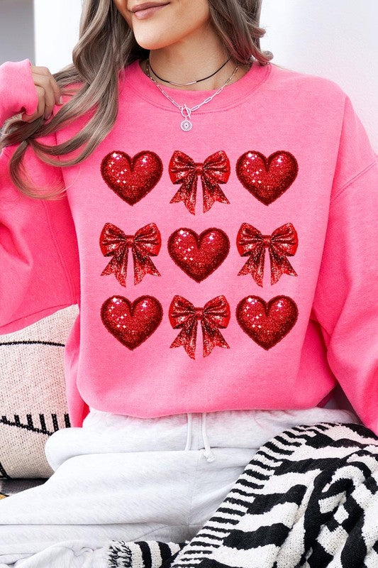 Faux Glitter Valentine Graphic Plus Sweatshirt - Classique Collection