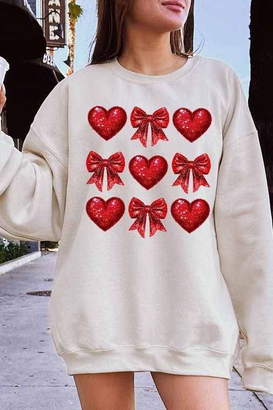 Faux Glitter Valentine Graphic Plus Sweatshirt - Classique Collection