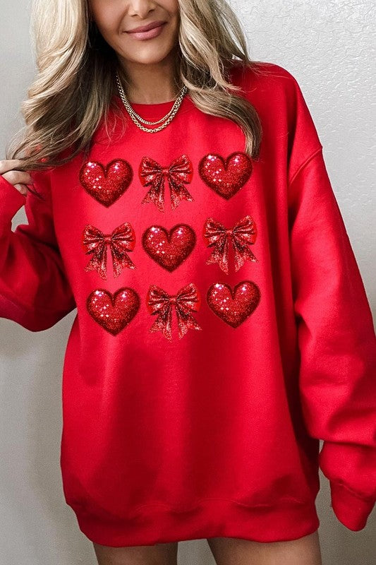 Faux Glitter Valentine Graphic Plus Sweatshirt - Classique Collection