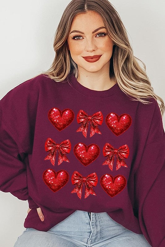 Faux Glitter Valentine Graphic Plus Sweatshirt - Classique Collection