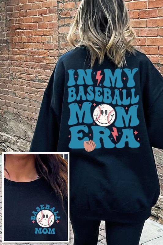 Baseball Mom Front Back Graphic Fleece Sweatshirts - Classique Collection