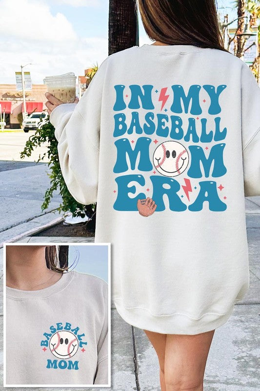 Baseball Mom Front Back Graphic Fleece Sweatshirts - Classique Collection