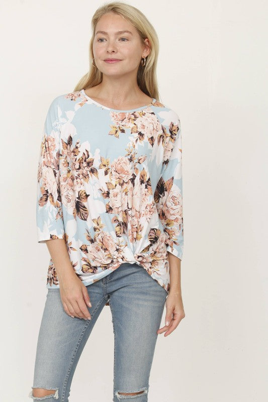 Plus Floral Bottom Knot Tunic - Classique Collection
