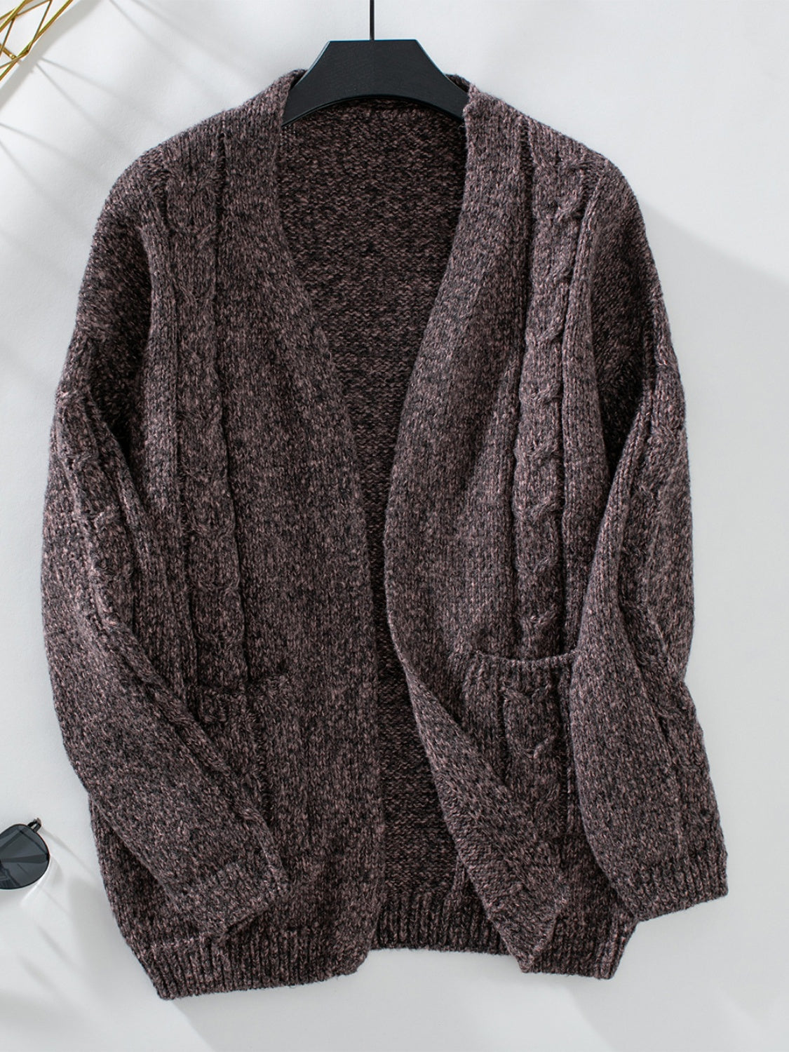 Cable-Knit Open Front Long Sleeve Cardigan - ClassiQ