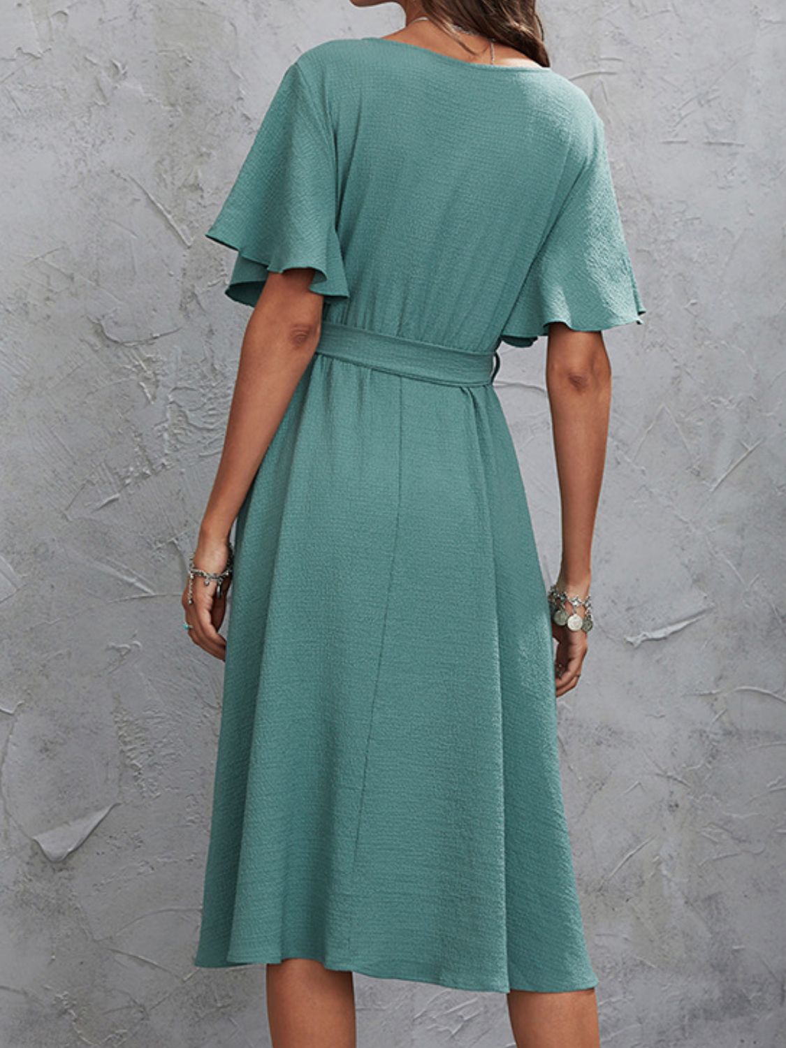 Surplice Flutter Sleeve Midi Dress - Classique Collection