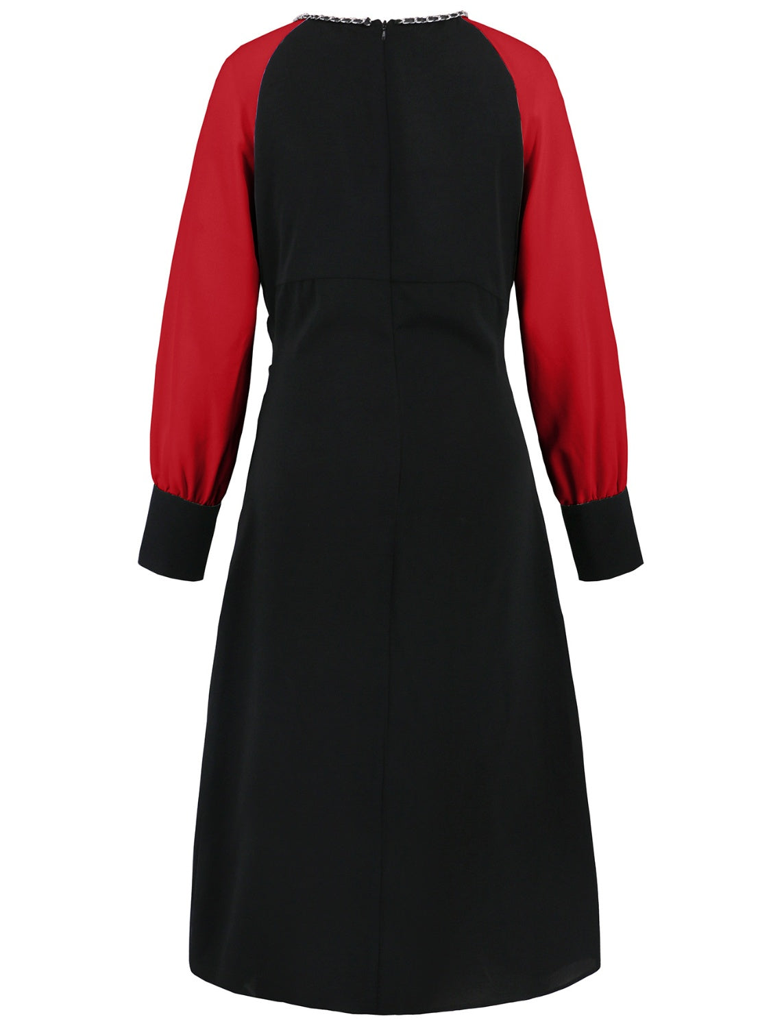 Ruched Contrast Long Sleeve Midi Dress - Classique Collection