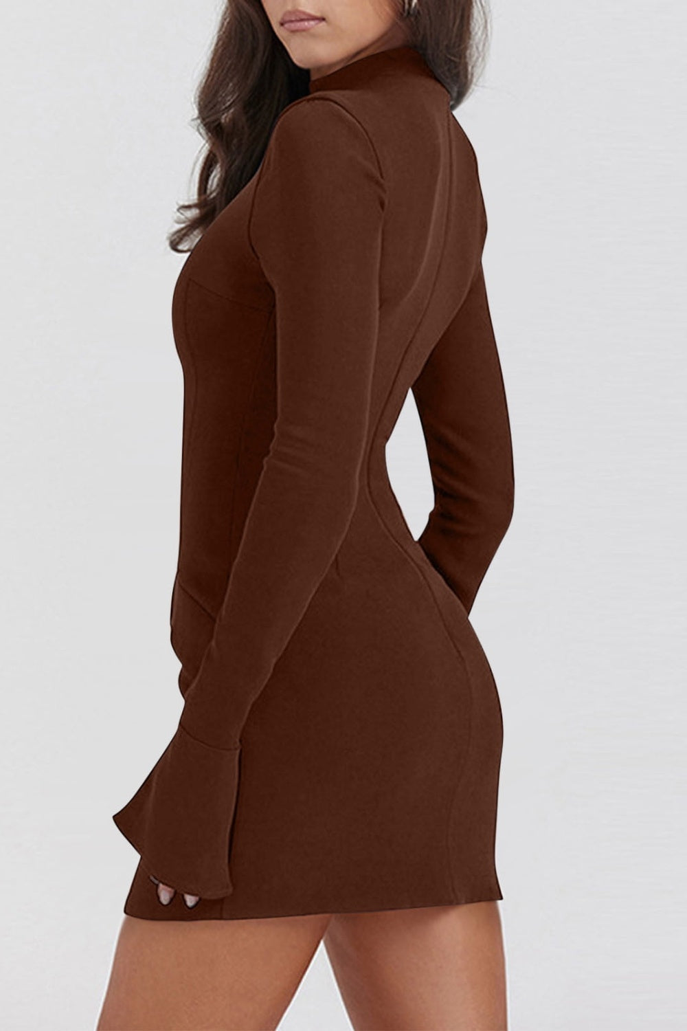 Mock Neck Long Sleeve Mini Dress - Classique Collection
