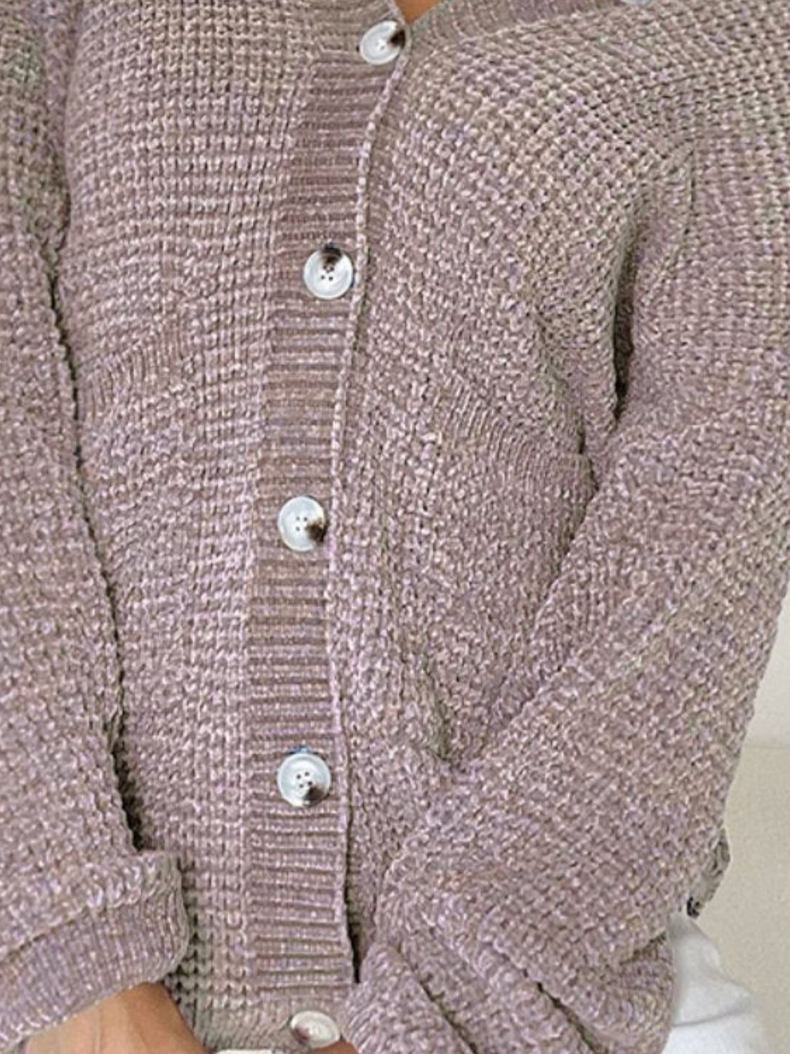 Pocketed V-Neck Button Up Cardigan - ClassiQ