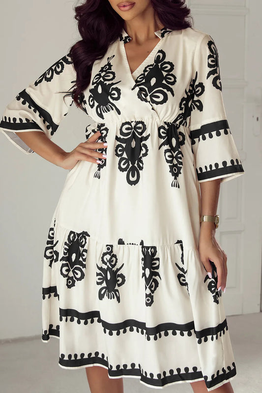Printed Half Sleeve Knee Length Dress - Classique Collection