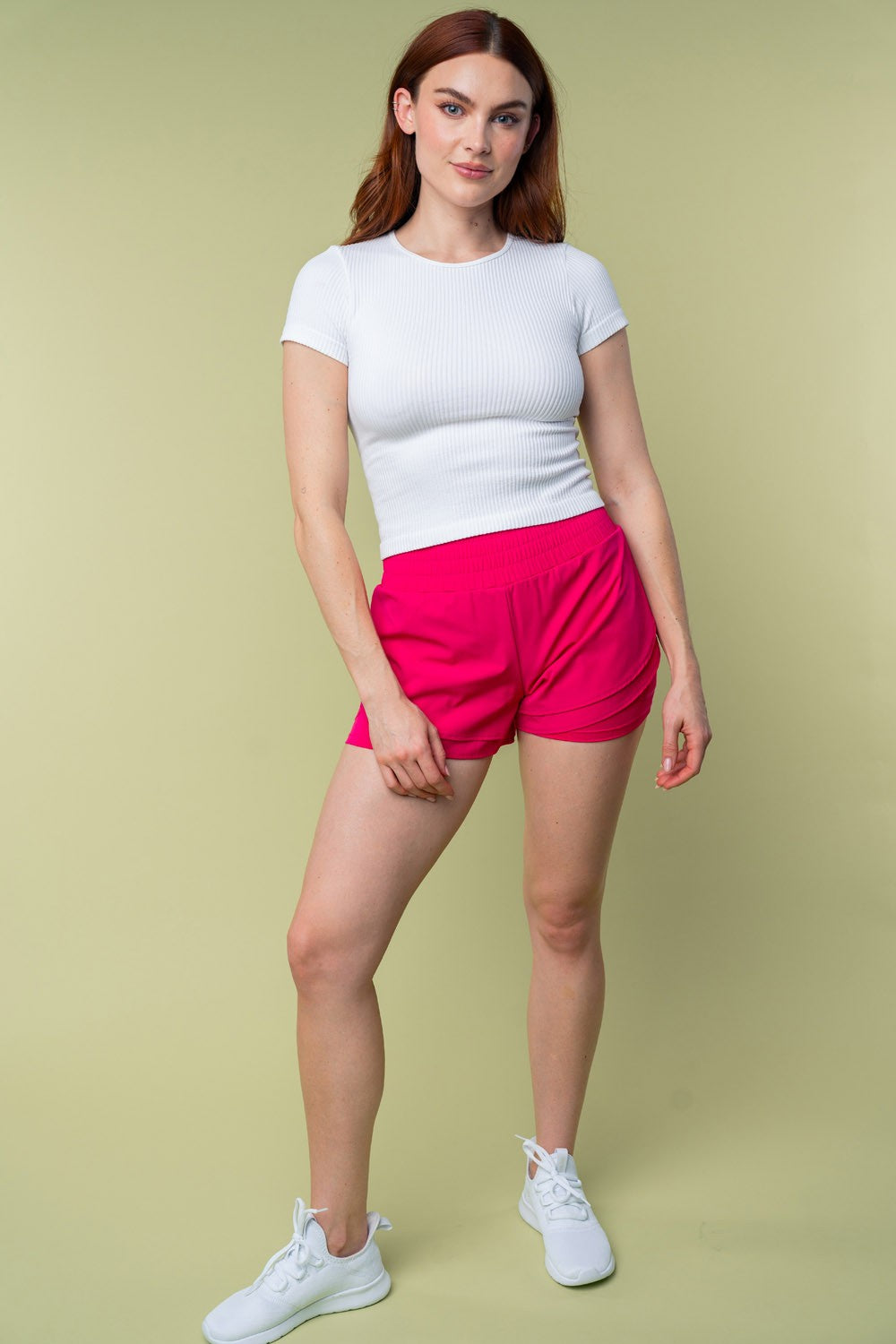 White Birch Full Size High Waisted Knit Shorts - Classique Collection