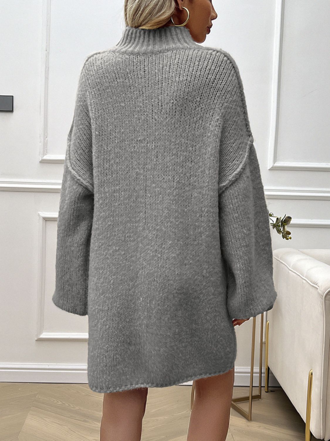 Devine Mock Neck Long Sleeve Mini Sweater Dress - Classique Collection