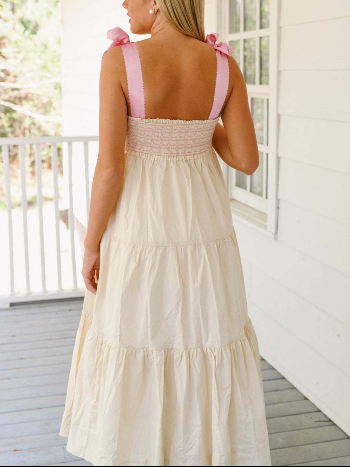 Tiered Tie Shoulder Midi Cami Dress - Classique Collection