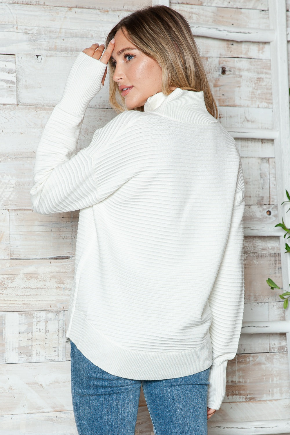 Half Zip Long Sleeve Knit Top - ClassiQ