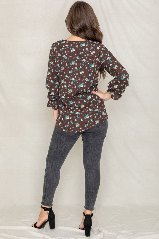 Floral Ruffle Sleeve Tunic - Classique Collection