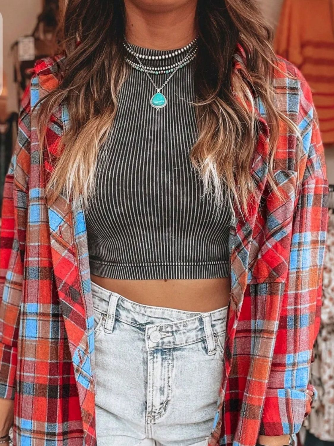 Plaid Collared Neck Long Sleeve Shirt - Classique Collection