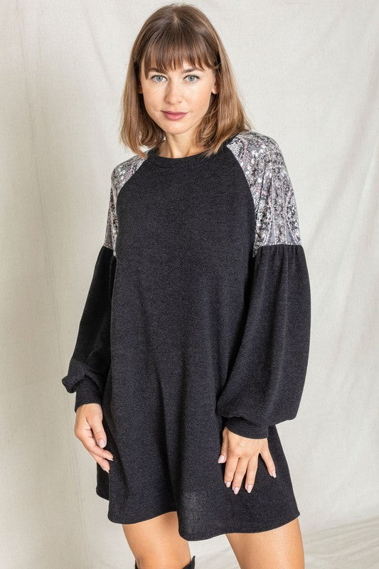 Plus Paisley Shoulder Accent Tunic Dress - Classique Collection