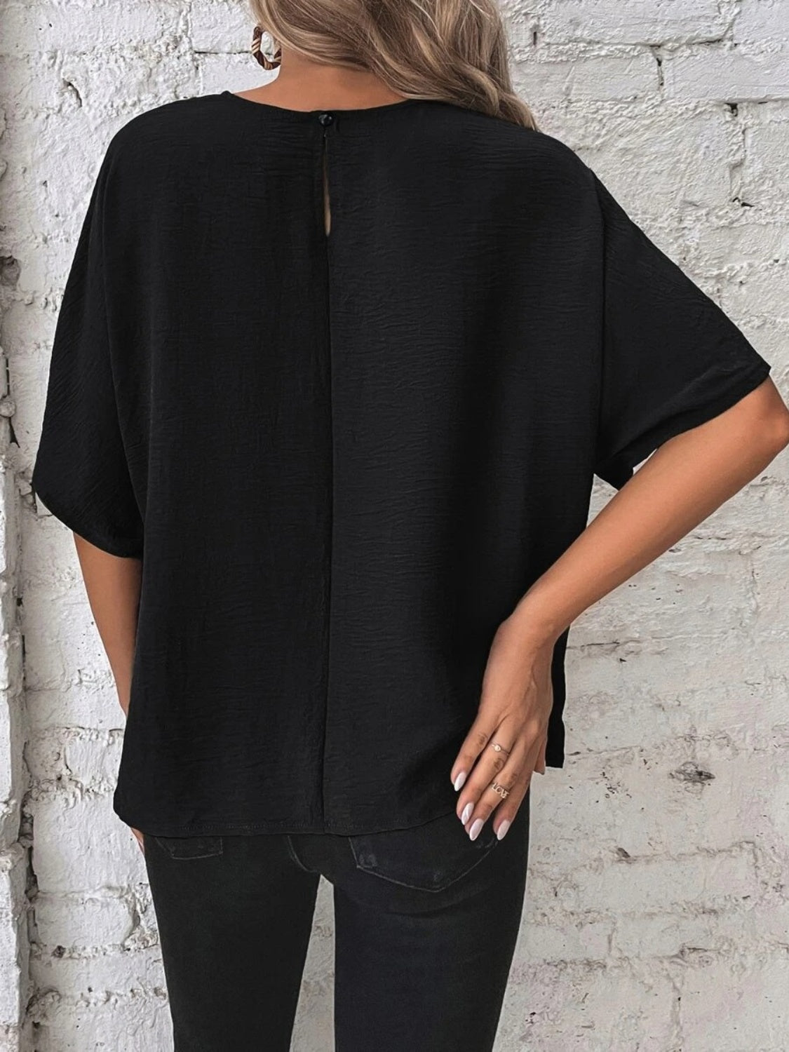 Knotted Round Neck Half Sleeve Blouse - ClassiQ