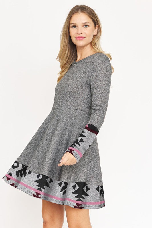 Terry Plaid Layered Fit And Flare Dress - Classique Collection