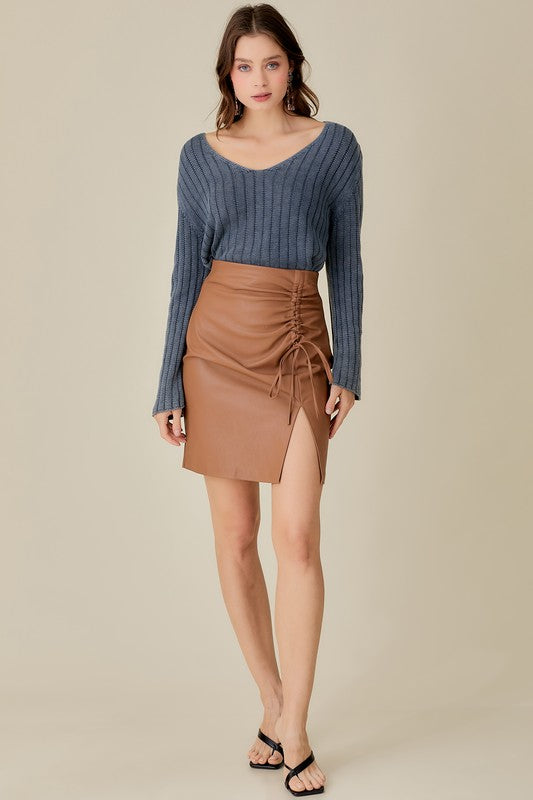 V-Neck Washed Crop Sweater - Classique Collection