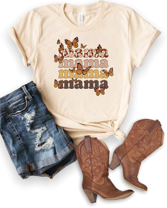 Buttlerfly Mama Colorful Crewneck Tee - Classique Collection