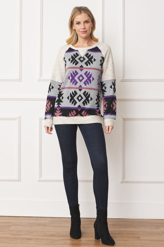 V Stitch Tribal Contrast Tunic - Classique Collection