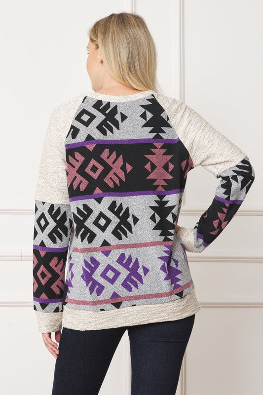 V Stitch Tribal Contrast Tunic - Classique Collection