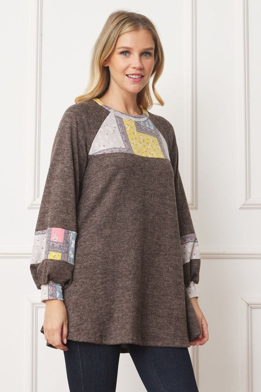 Patchwork Panel Accent A-Line Tunic - Classique Collection