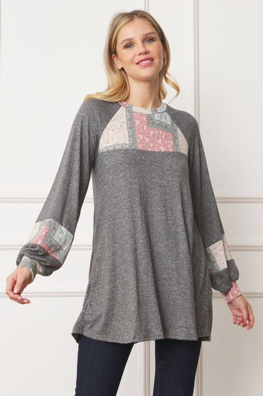Patchwork Panel Accent A-Line Tunic - Classique Collection