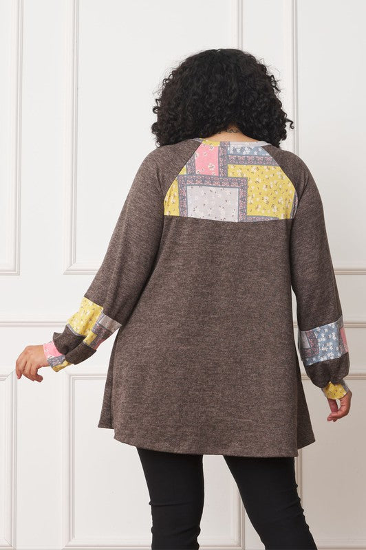 Plus Patchwork Panel Accent A-Line Tunic - Classique Collection