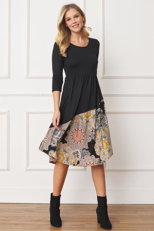 Asymmetrical Accent Midi Dress - Classique Collection