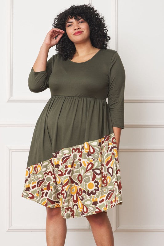 Plus Asymmetrical Accent Midi Dress - Classique Collection
