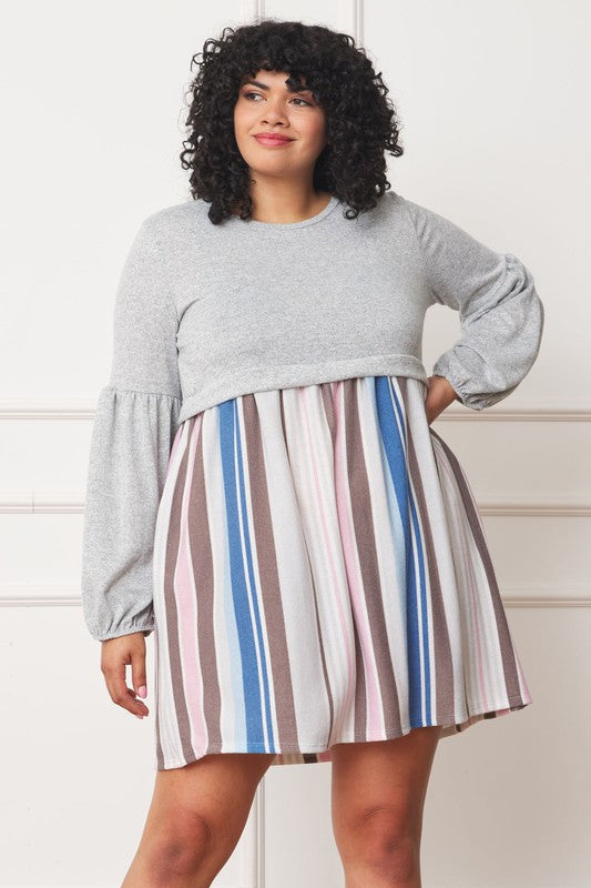 Plus Balloon Sleeve Pullover Dress - Classique Collection