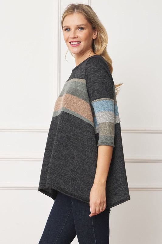 Knit Stripe Panel A Line Tunic - Classique Collection