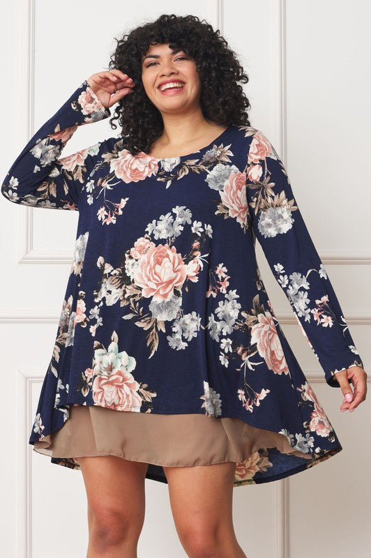 Floral Chiffon Layered Mini Dress - Classique Collection