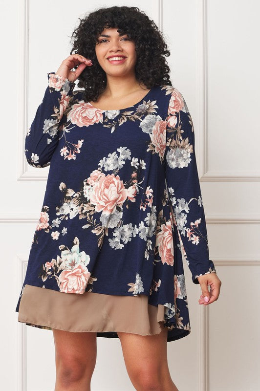 Floral Chiffon Layered Mini Dress - Classique Collection
