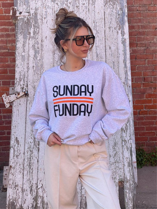 Black and Orange Sunday Funday Crewneck Sweatshirt - Classique Collection