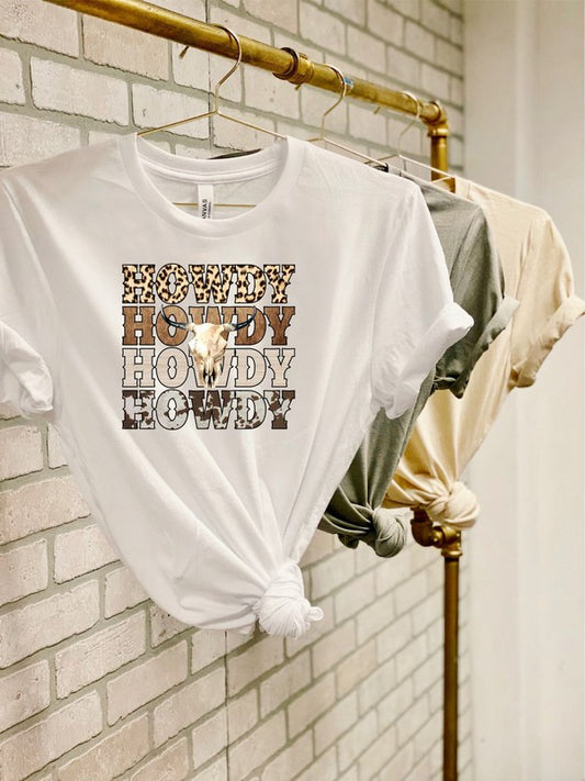 Stacked Howdy With Cowhead Boutique Tee - Classique Collection