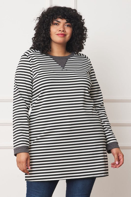 Plus Stripe V-Stich Tunic - Classique Collection