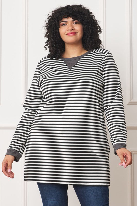 Plus Stripe V-Stich Tunic - Classique Collection