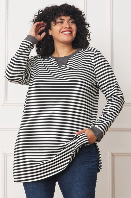 Plus Stripe V-Stich Tunic - Classique Collection