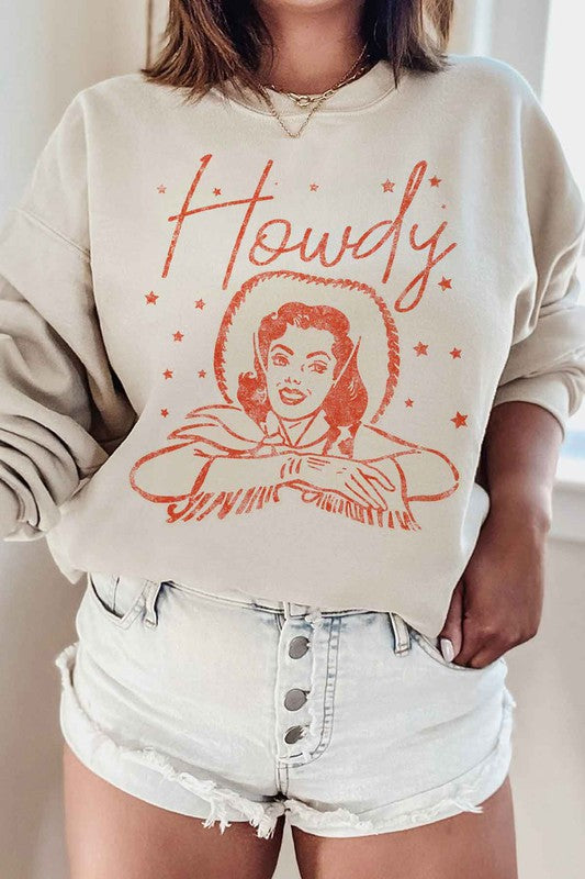 HOWDY COWGIRL GRAPHIC PLUS SIZE SWEATSHIRT - Classique Collection