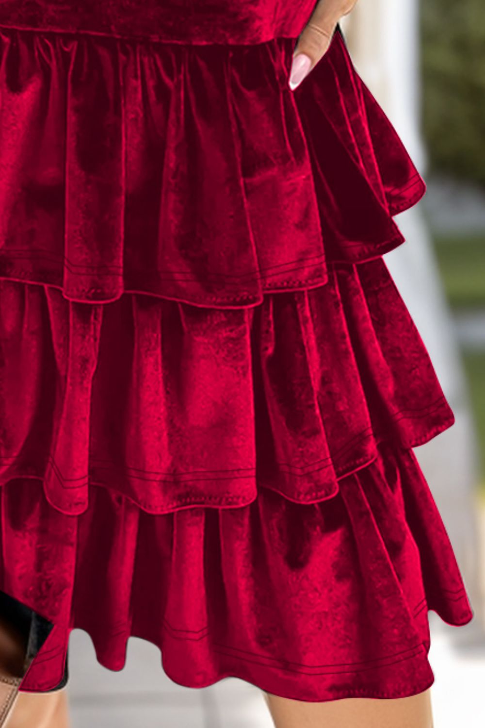 Ruffled Layered Long Sleeve Mini Dress - Classique Collection