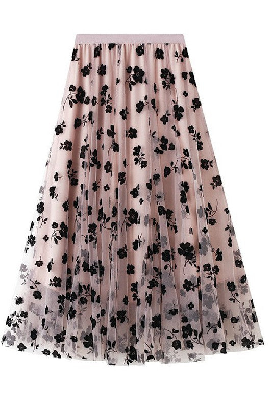 Floral chiffon midi skirt - Classique Collection