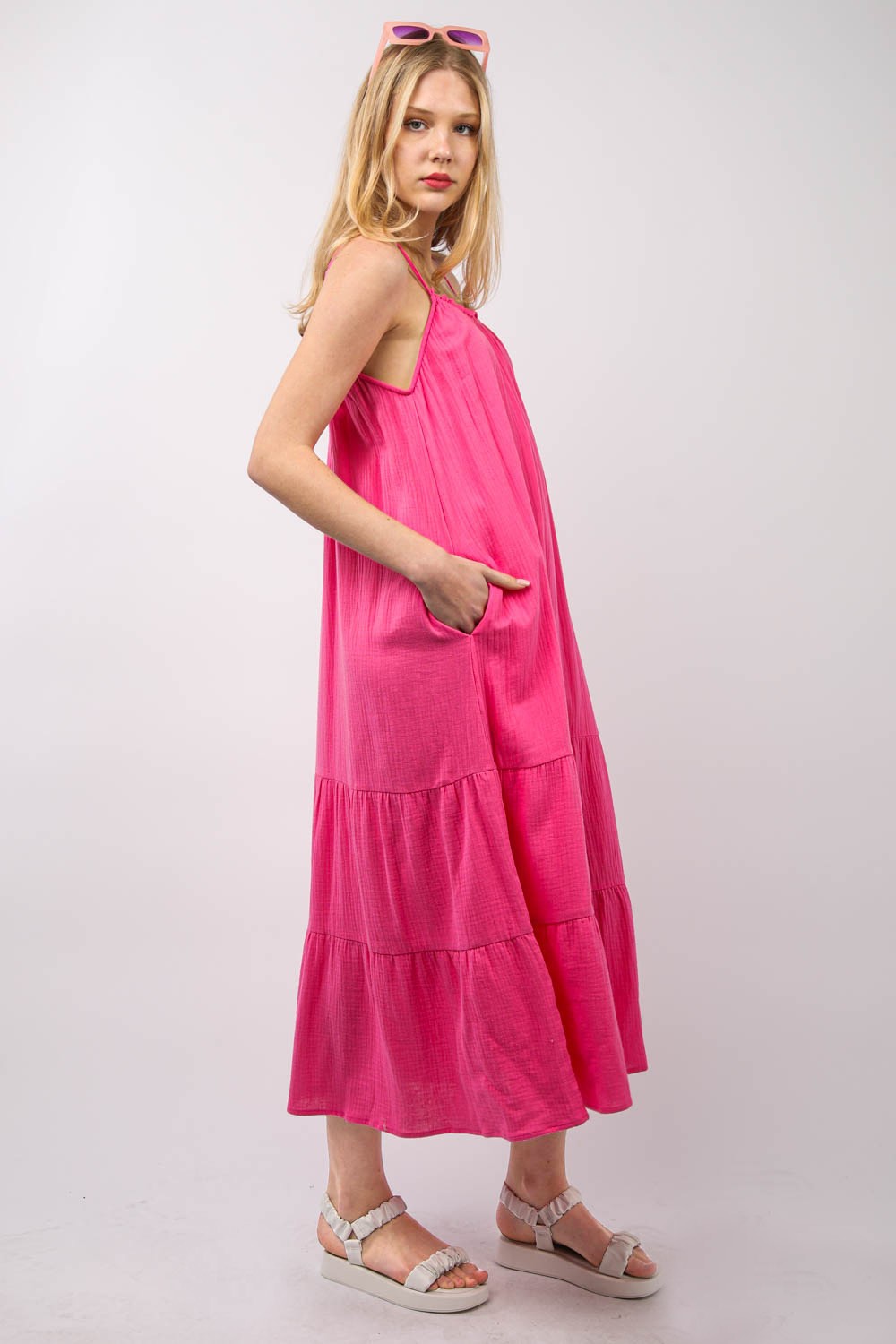 VERY J Ruffled A-Line Midi Cami Dress - Classique Collection