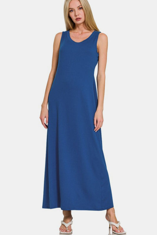 Zenana Scoop Neck Wide Strap Tank Dress - Classique Collection