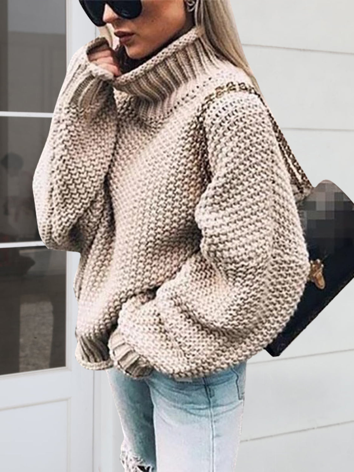 Turtleneck Long Sleeve Sweater - ClassiQ