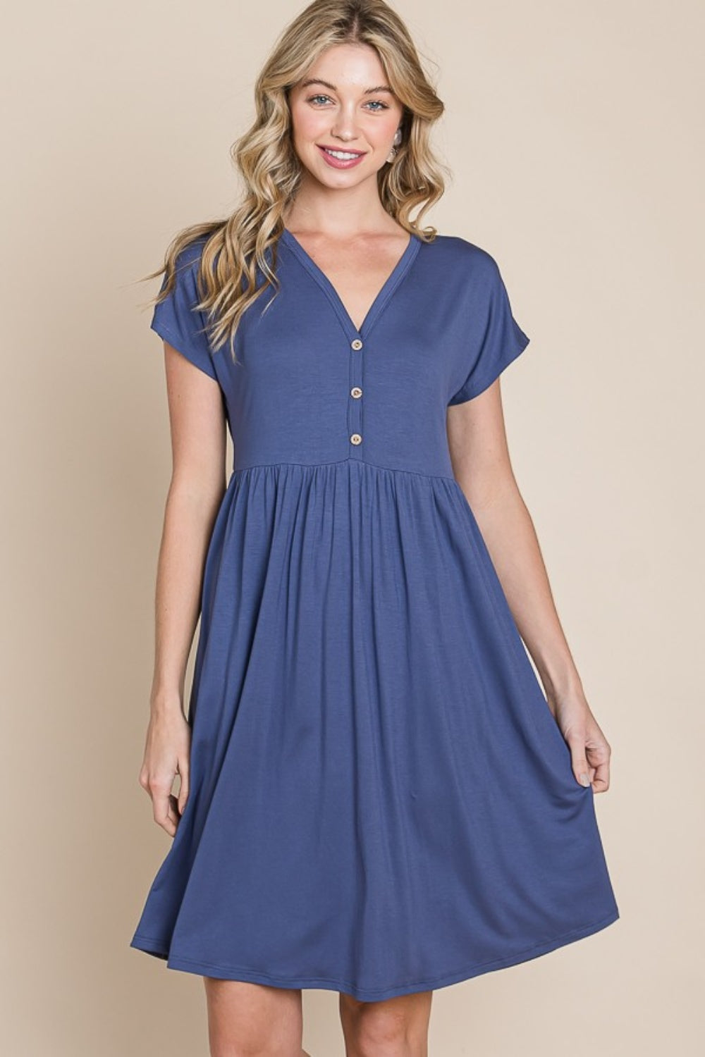 BOMBOM V-Neck Short Sleeve Dress - Classique Collection